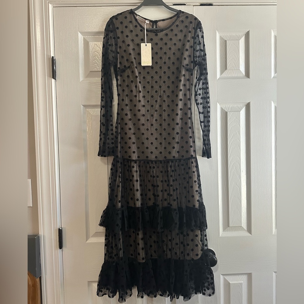 Elegant Black Polka‎ Dot Dress